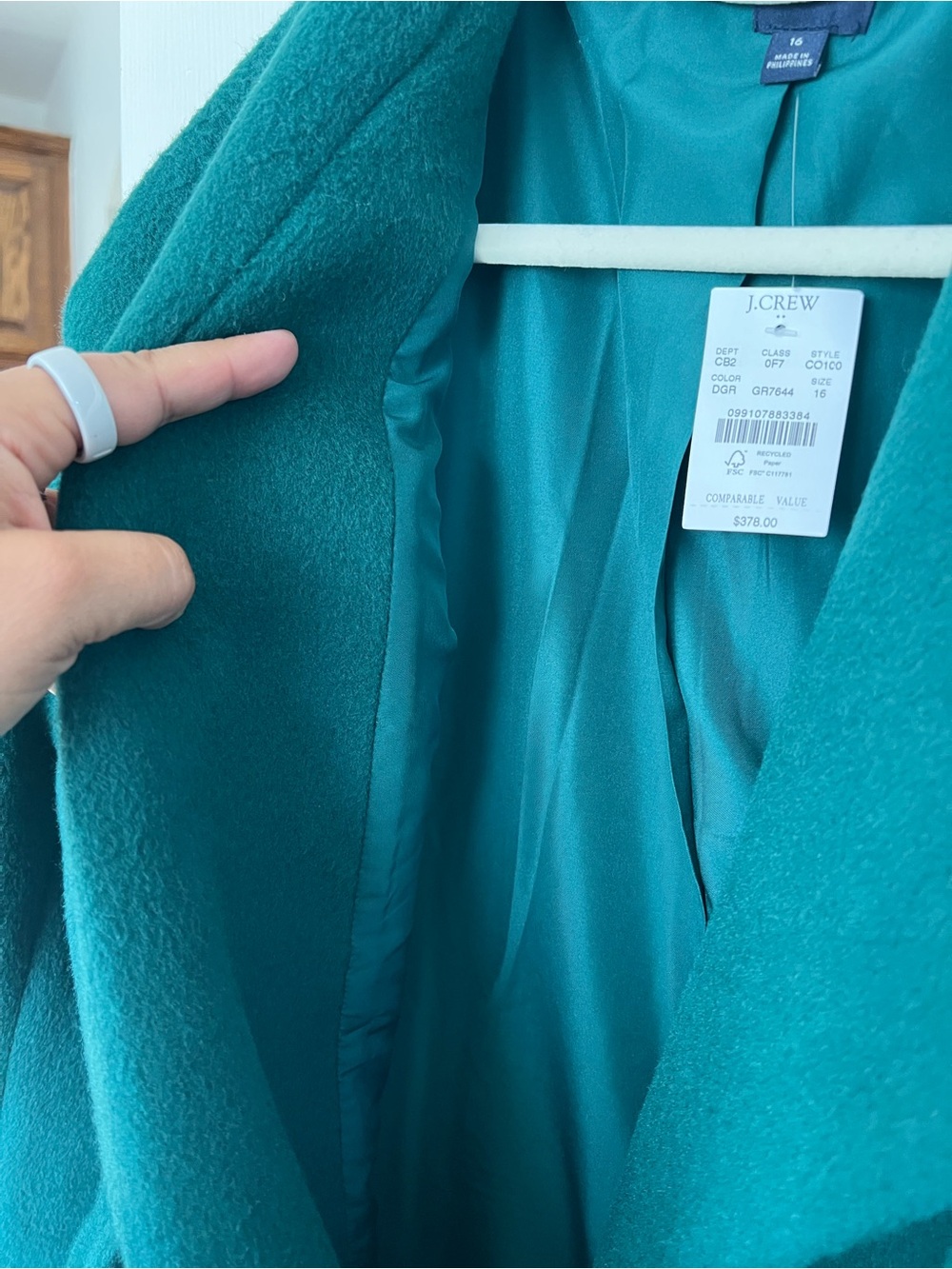 J. Crew Emerald Green Belted Coat 16 - Picture 7 of 11